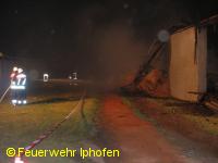 Scheunenbrand in Hellmitzheim - die völlig zerstörte Scheune