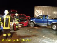 Verkehrsunfall auf der B8, Einmündung Hellmitzheim